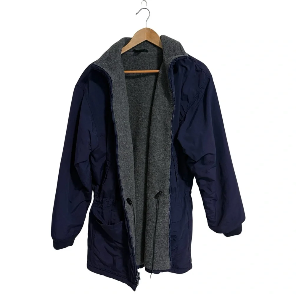J.Crew Vintage parka jacket from late 1980s or early 1990s. Medium Navy Blue